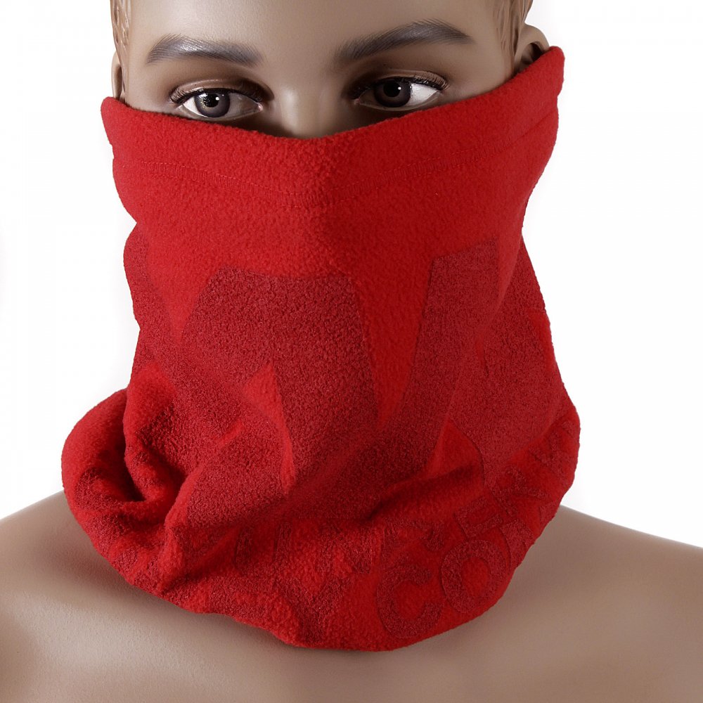 Red Fleece Reversible Head and Neck Warmer Snood Scarf