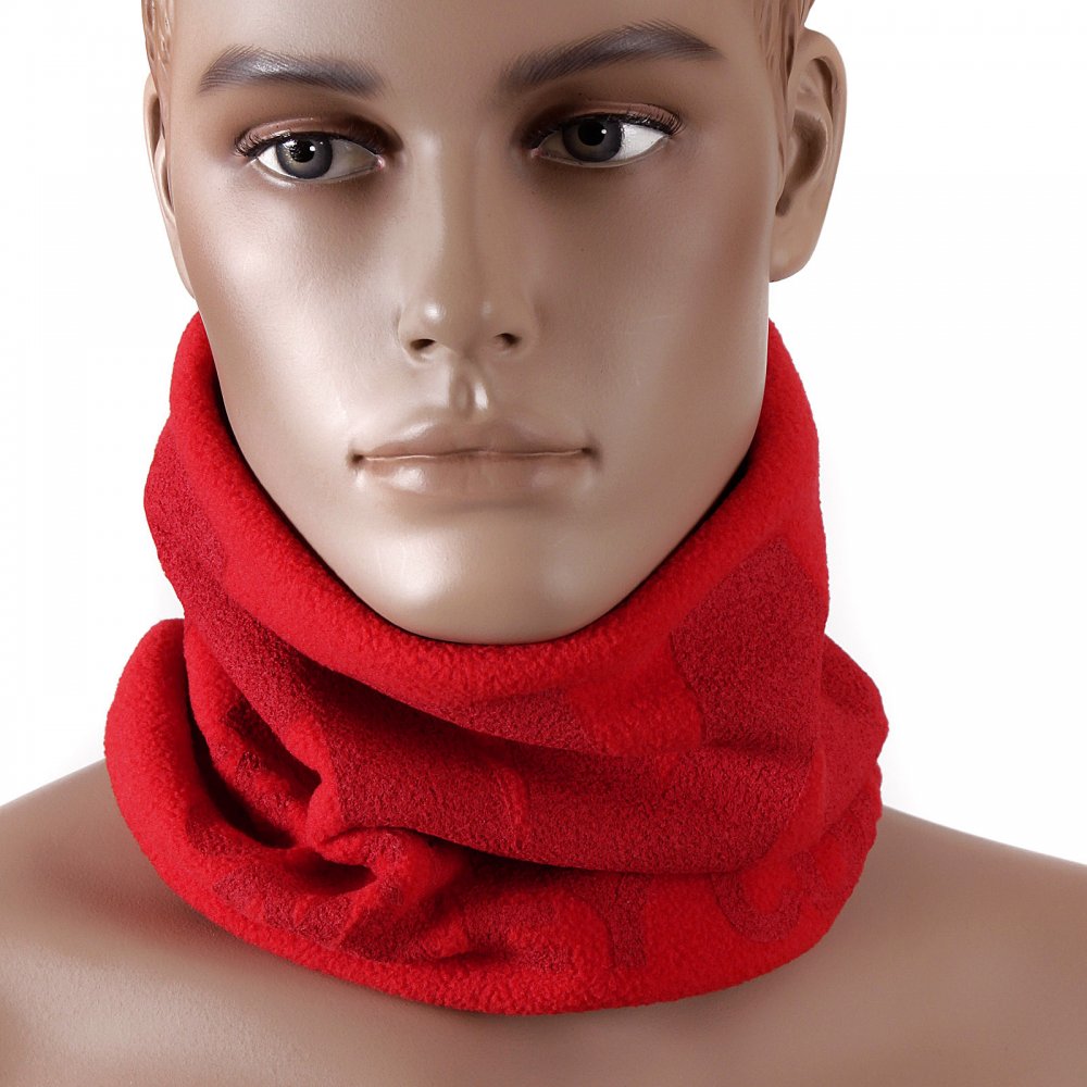 Red Fleece Reversible Head and Neck Warmer Snood Scarf