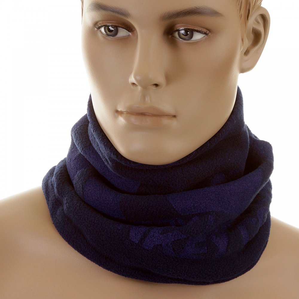 Reversible Navy Neck Warmer Snood with Toggle and Pull Cord