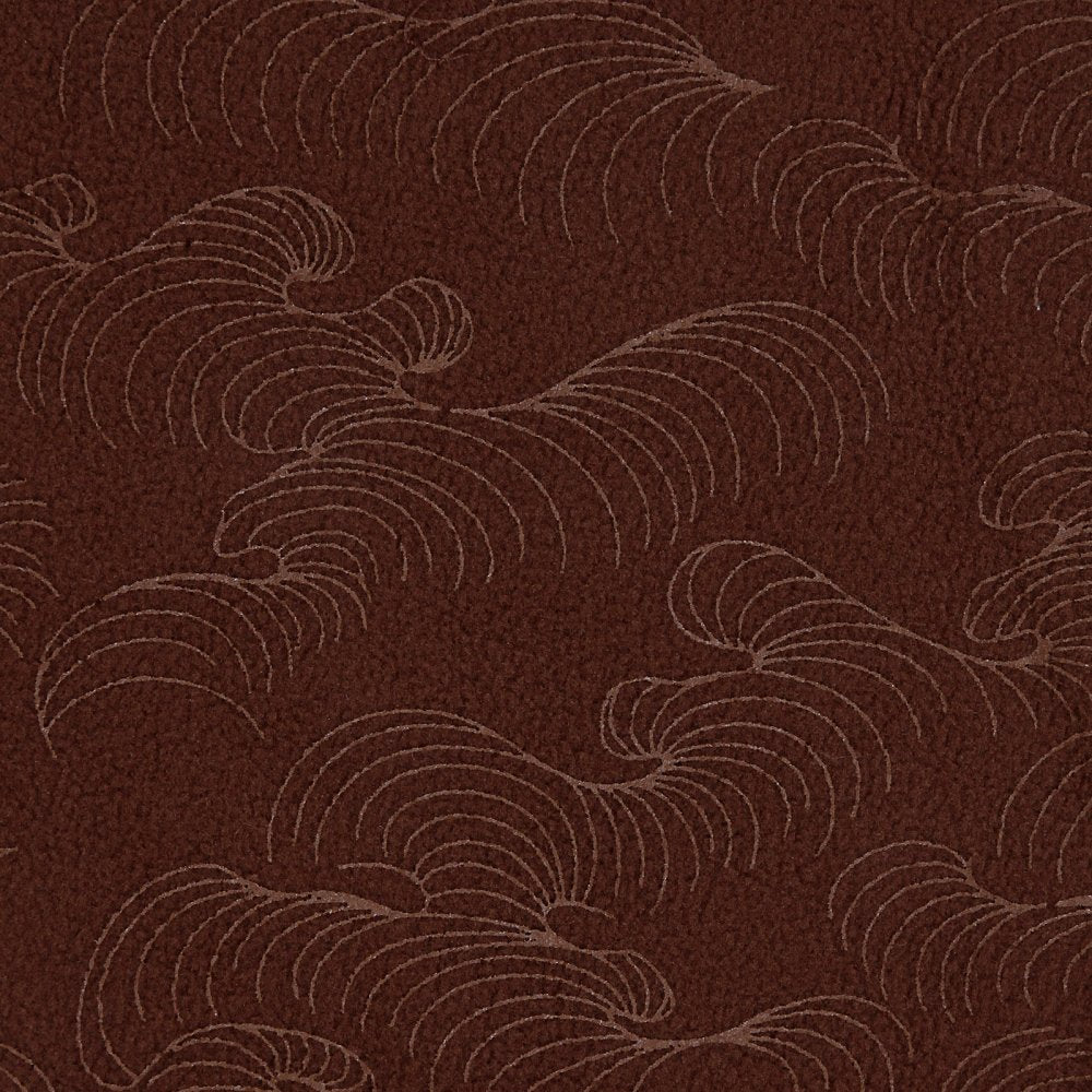 Brown Fleece Reversible Neck Warmer Snood with Tsunami Wave Embroidery