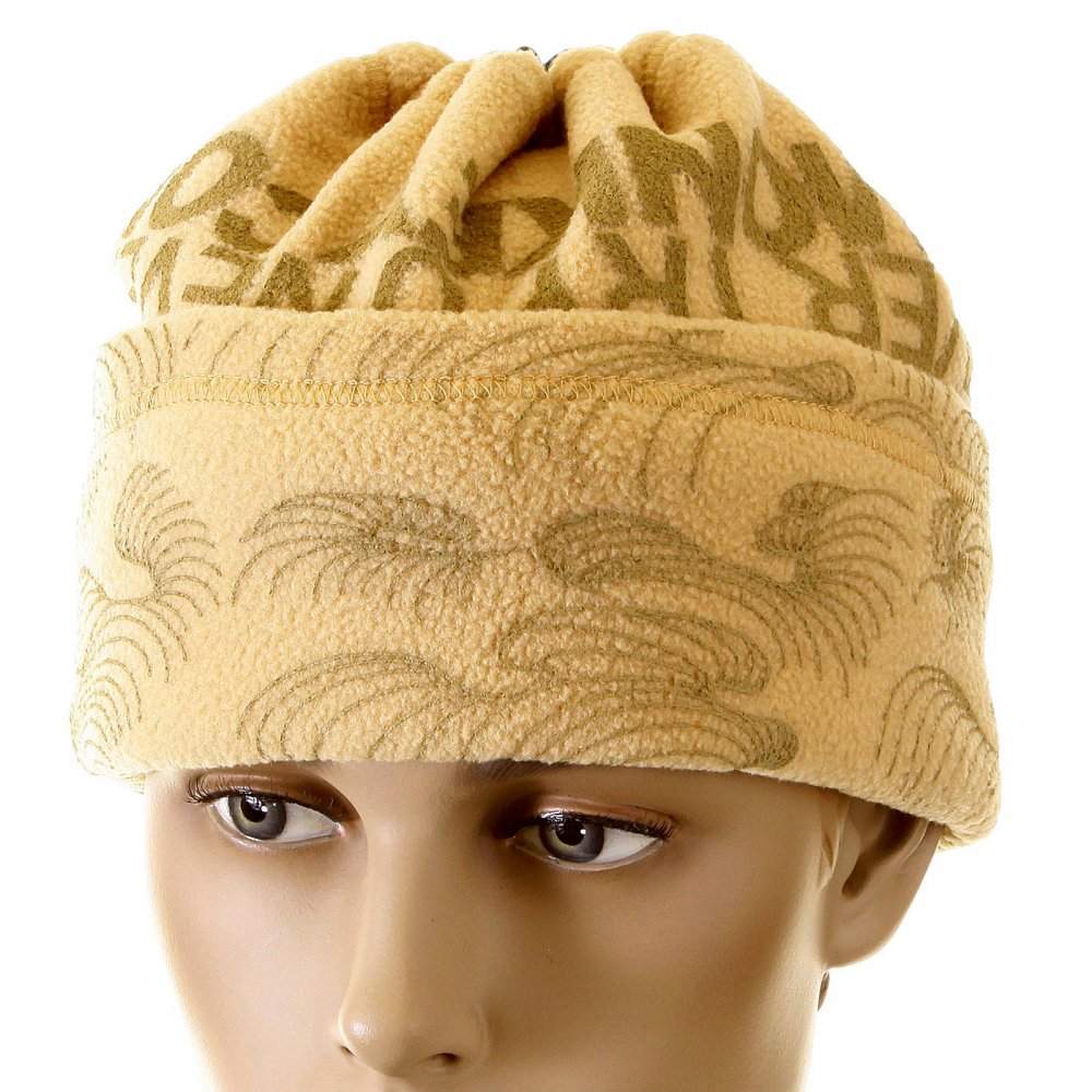 Latte Fleece Neck Warmer Snood with Tsunami Wave Embroidery
