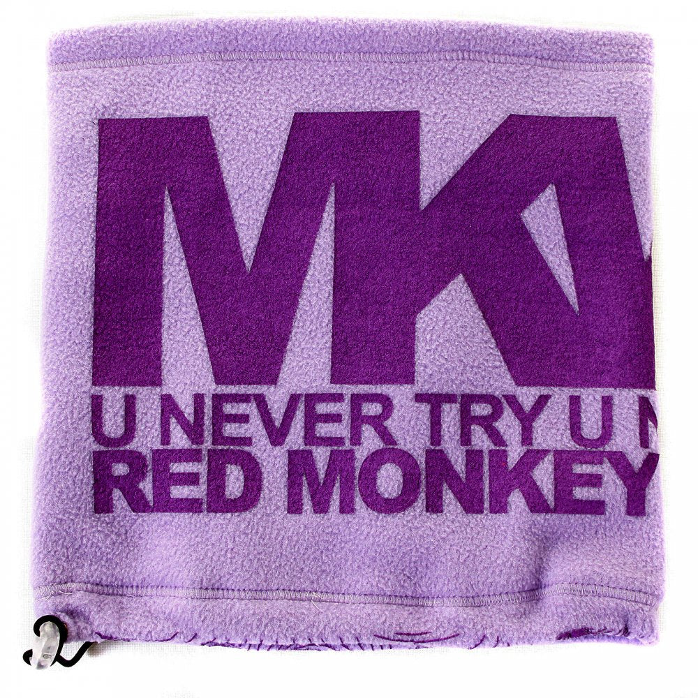 Light Purple Fleece Neck Warmer Snood Scarf with Dark Purple Tsunami Wave Embroidery