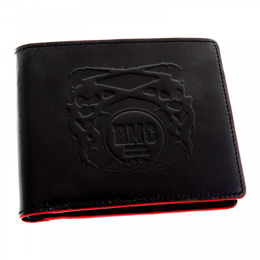 Mens Black Leather Wallet with Red Leather Trim