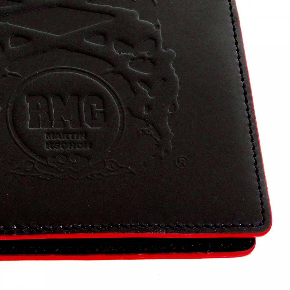 Mens Black Leather Wallet with Red Leather Trim