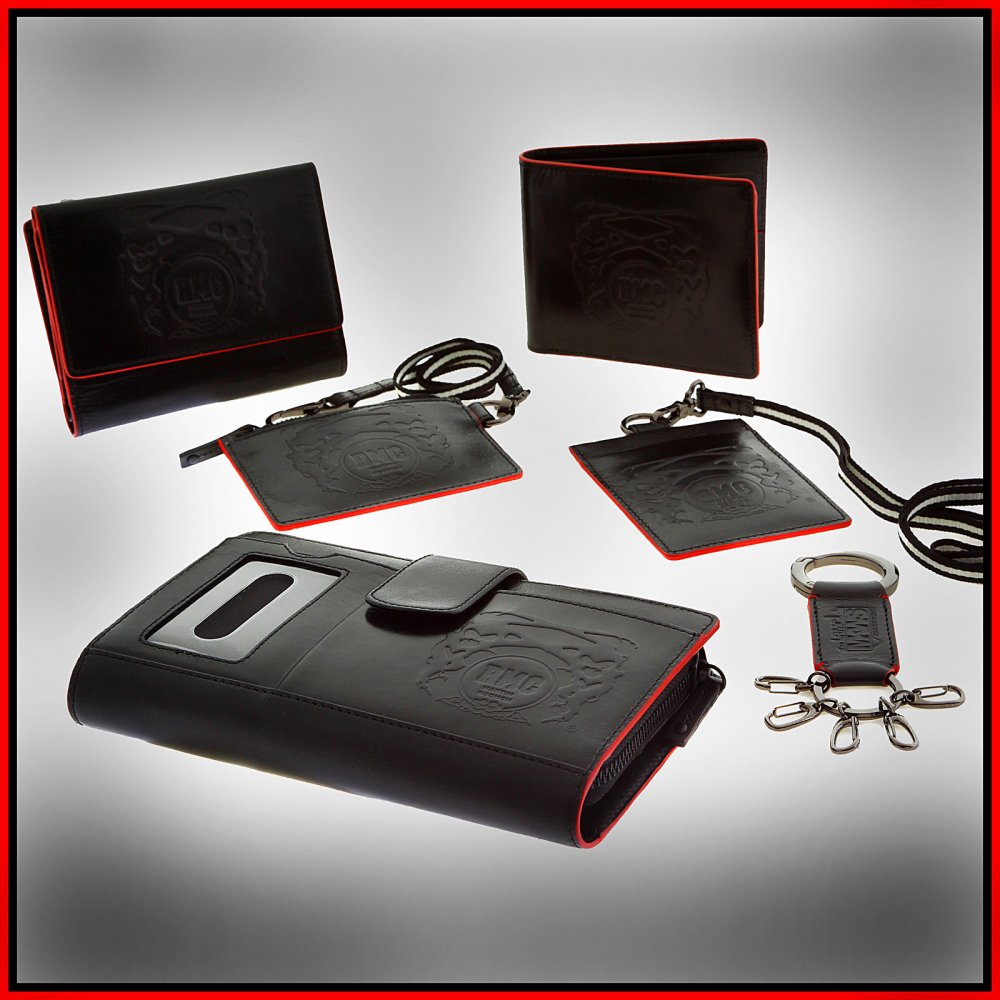 Mens Black Leather Wallet with Red Leather Trim