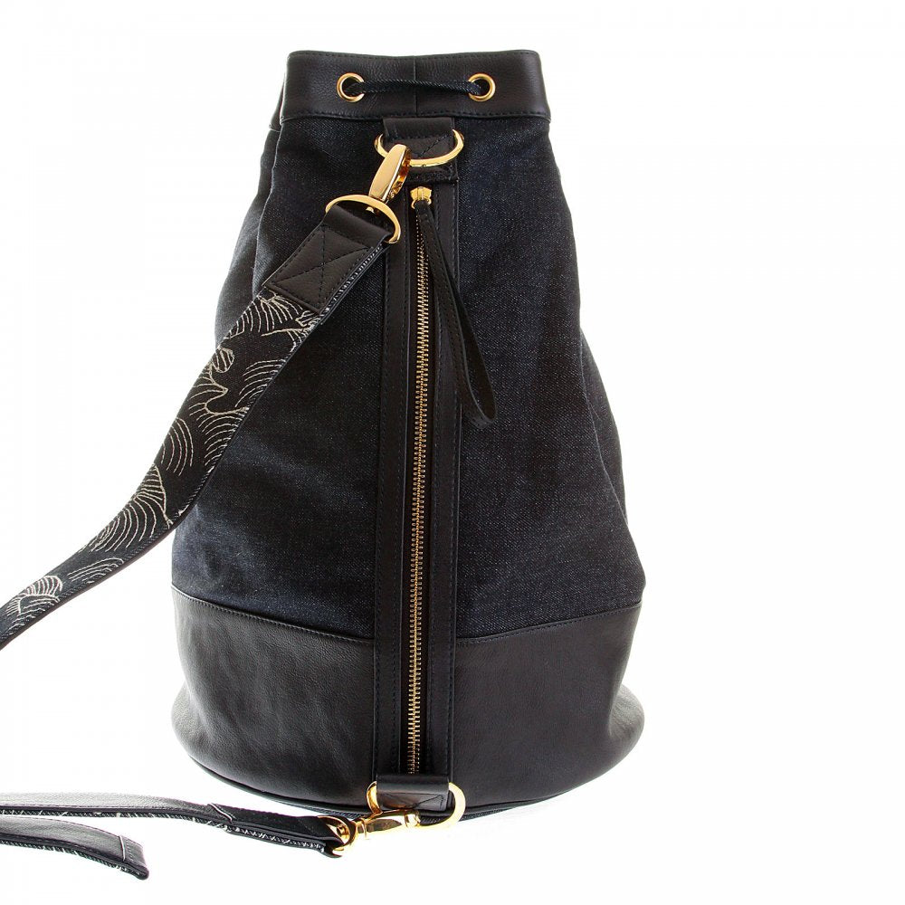 Mens/Unisex Denim with Leather Duffle Bag