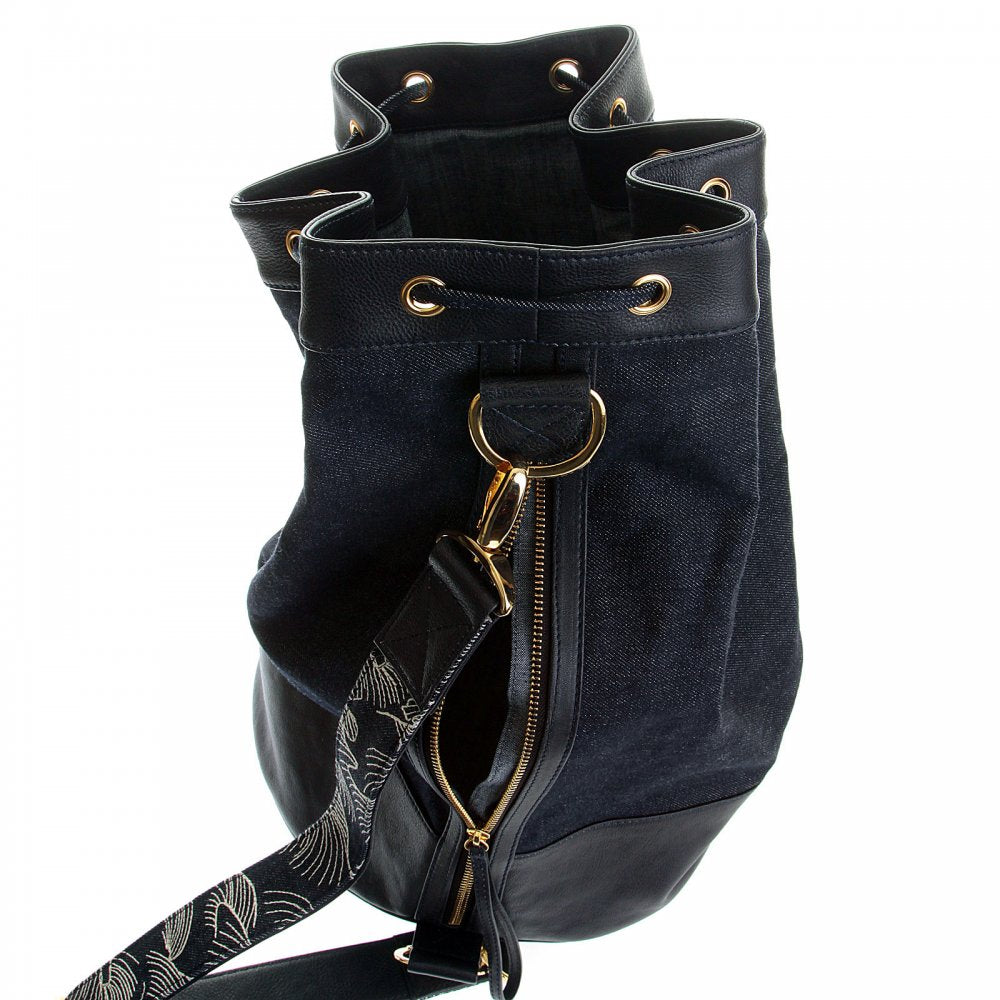 Mens/Unisex Denim with Leather Duffle Bag