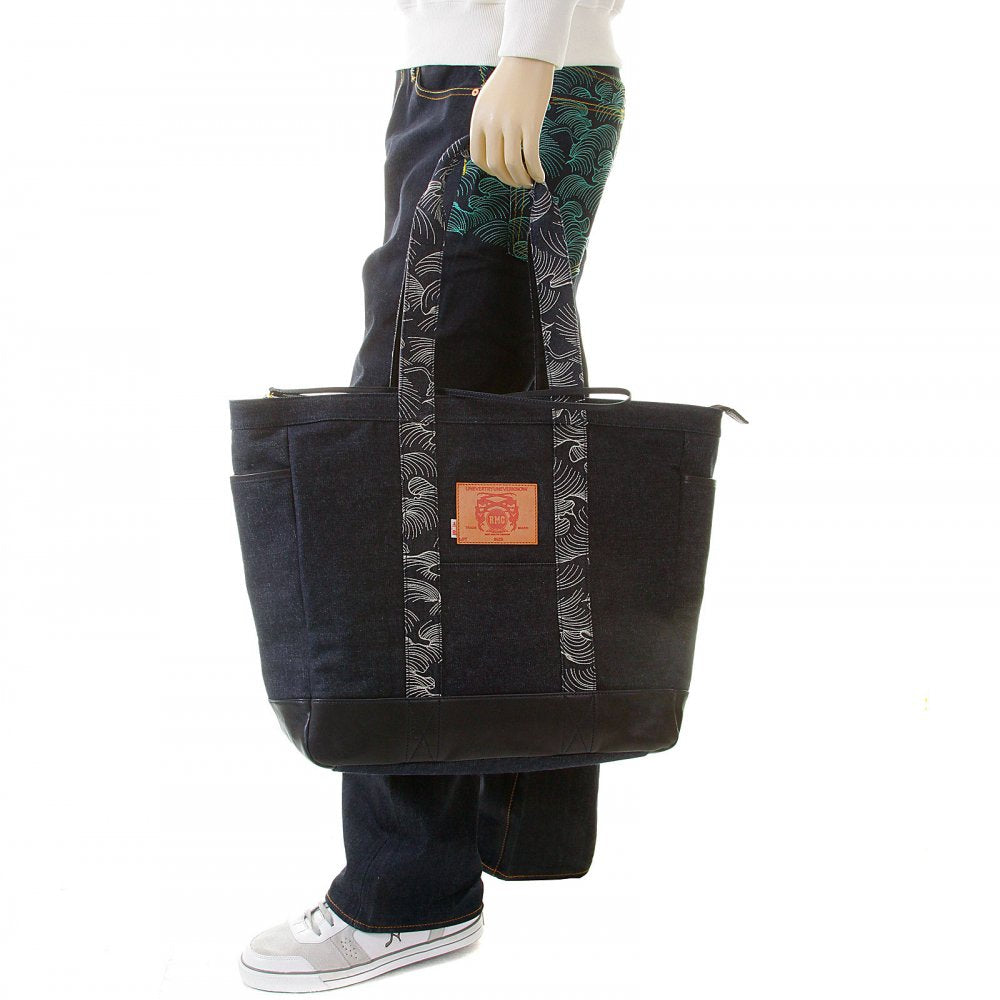 Mens/Unisex denim leather shopper bag