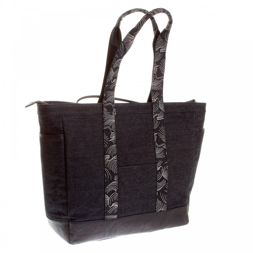 Mens/Unisex denim leather shopper bag