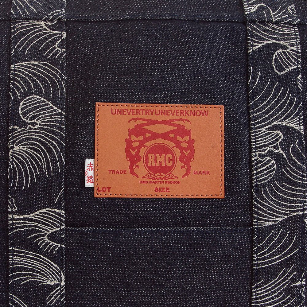 Mens/Unisex denim leather shopper bag