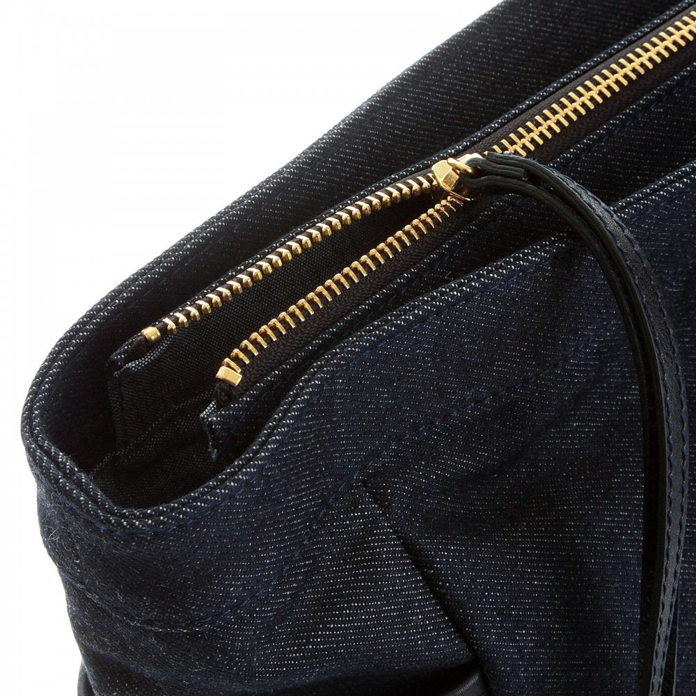 Mens/Unisex denim leather shopper bag