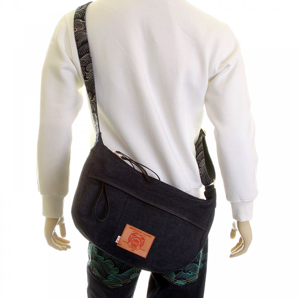 Mens/Unisex Denim with Leather Shoulder Bag