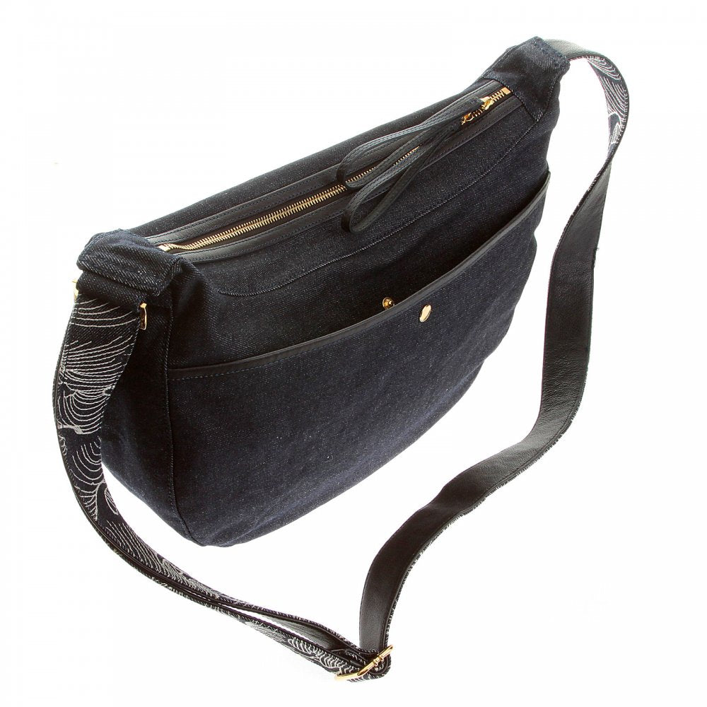 Mens/Unisex Denim with Leather Shoulder Bag