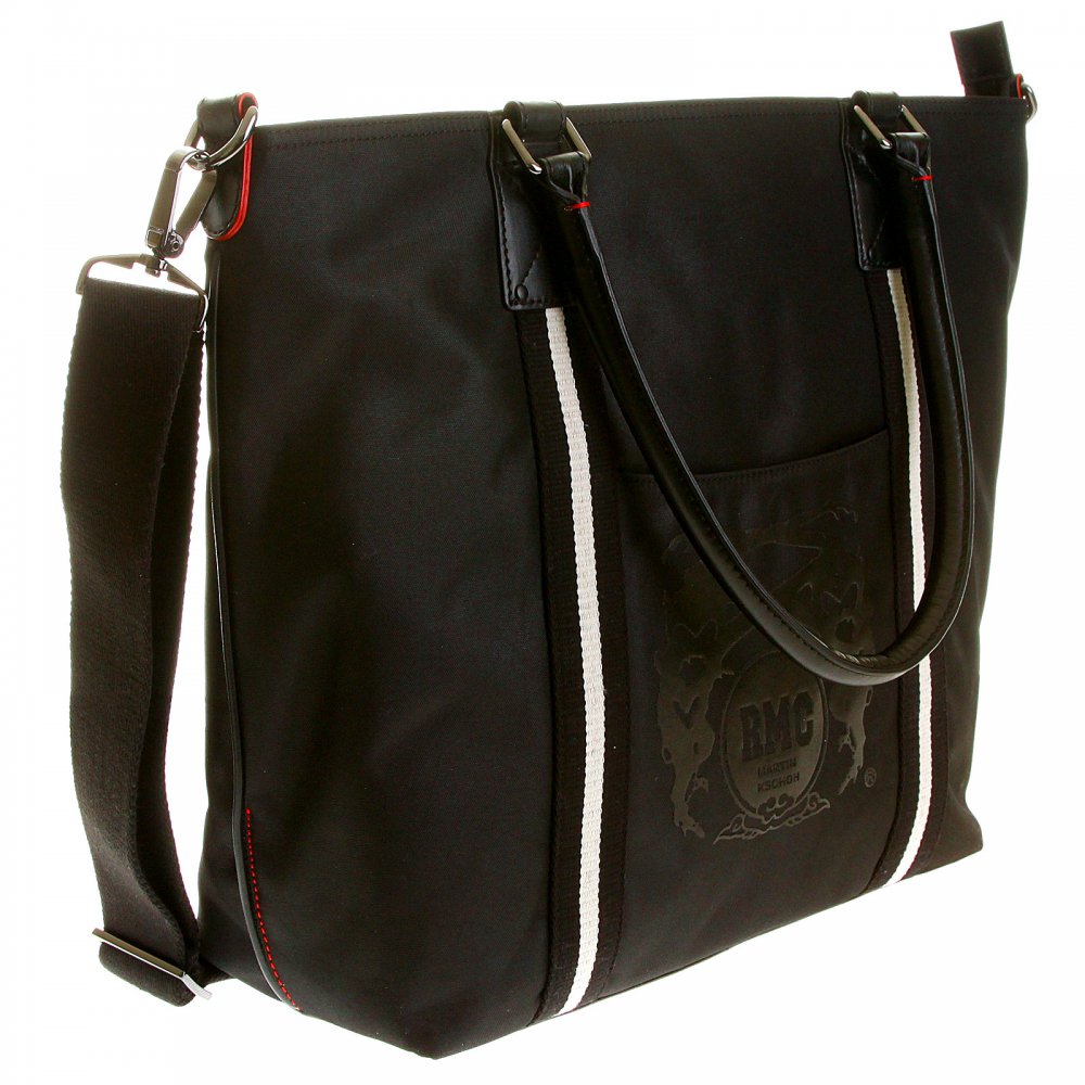 Mens Unisex Black Nylon Leather Shopper Bag