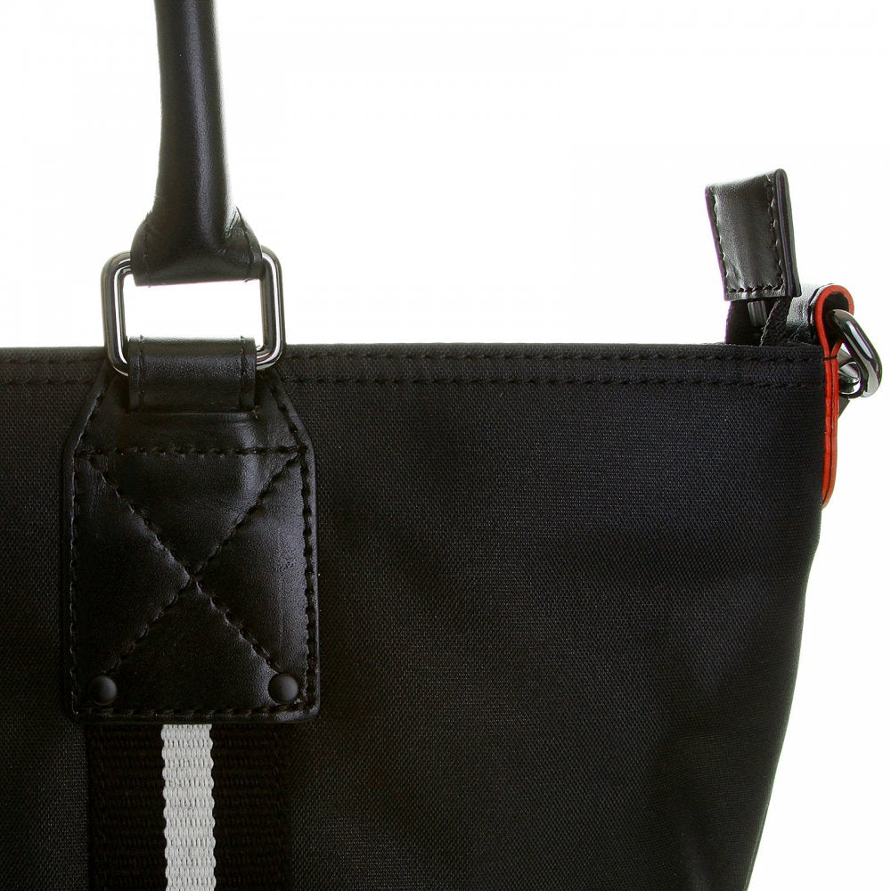 Mens Unisex Black Nylon Leather Shopper Bag