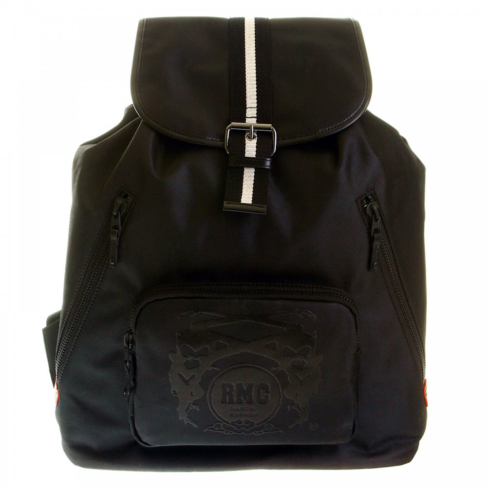 Mens/Unisex Black Nylon with Leather Backpack