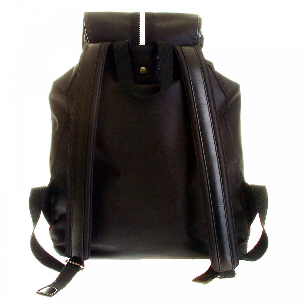 Mens/Unisex Black Nylon with Leather Backpack