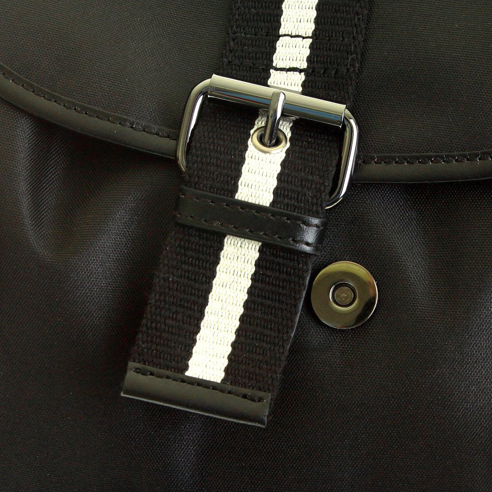 Mens/Unisex Black Nylon with Leather Backpack