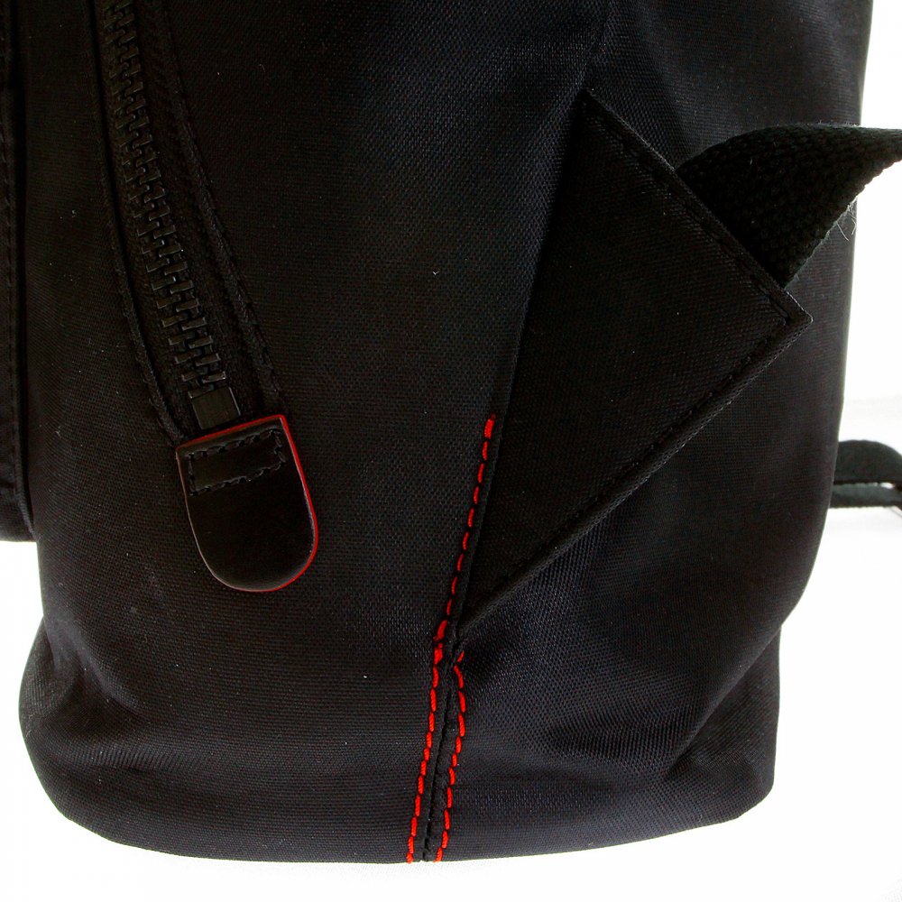 Mens/Unisex Black Nylon with Leather Backpack