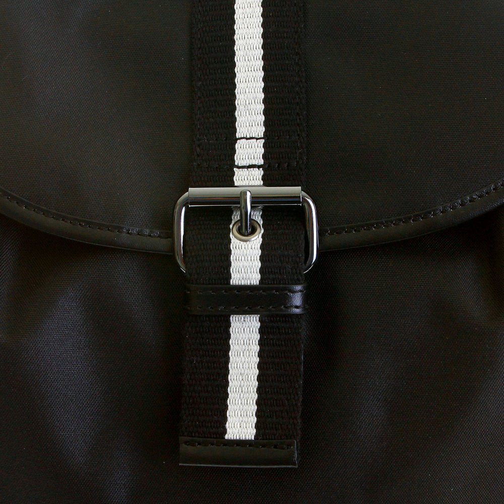 Mens/Unisex Black Nylon with Leather Backpack