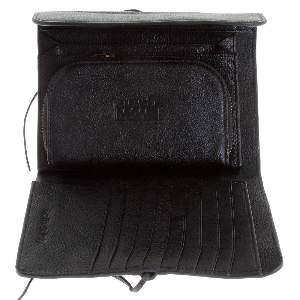 Unisex Black Leather Bill Fold Leather Wallet