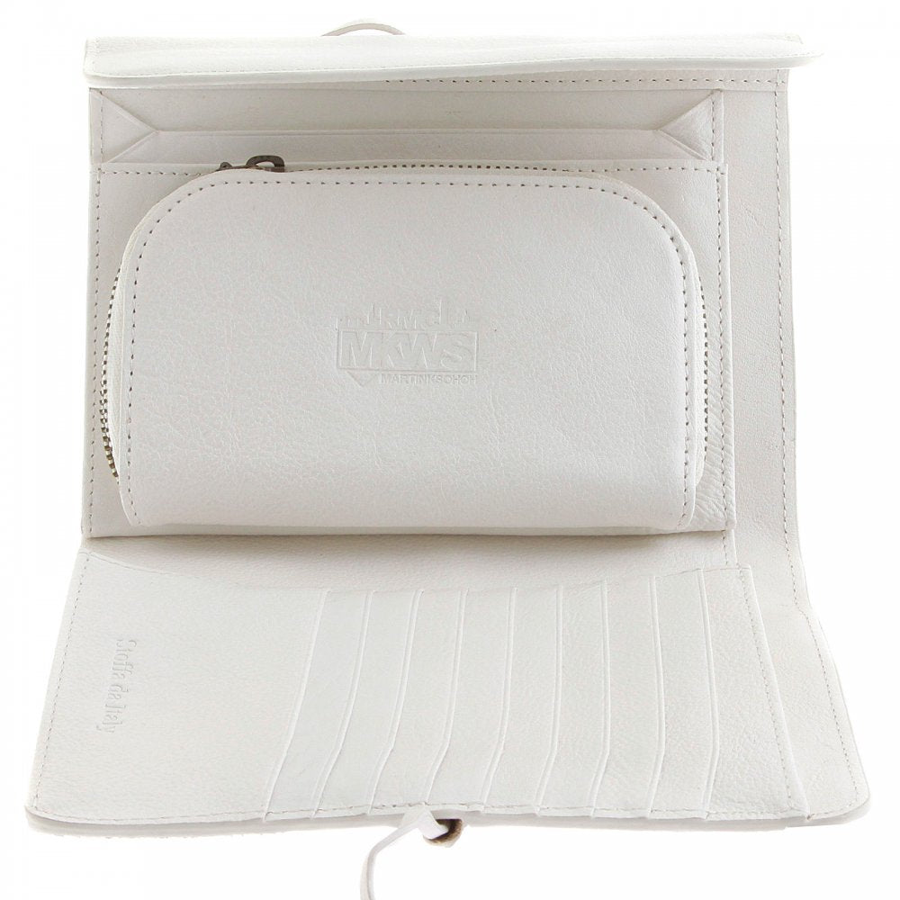 White Leather Bill Fold Credit Card Leather Wallet