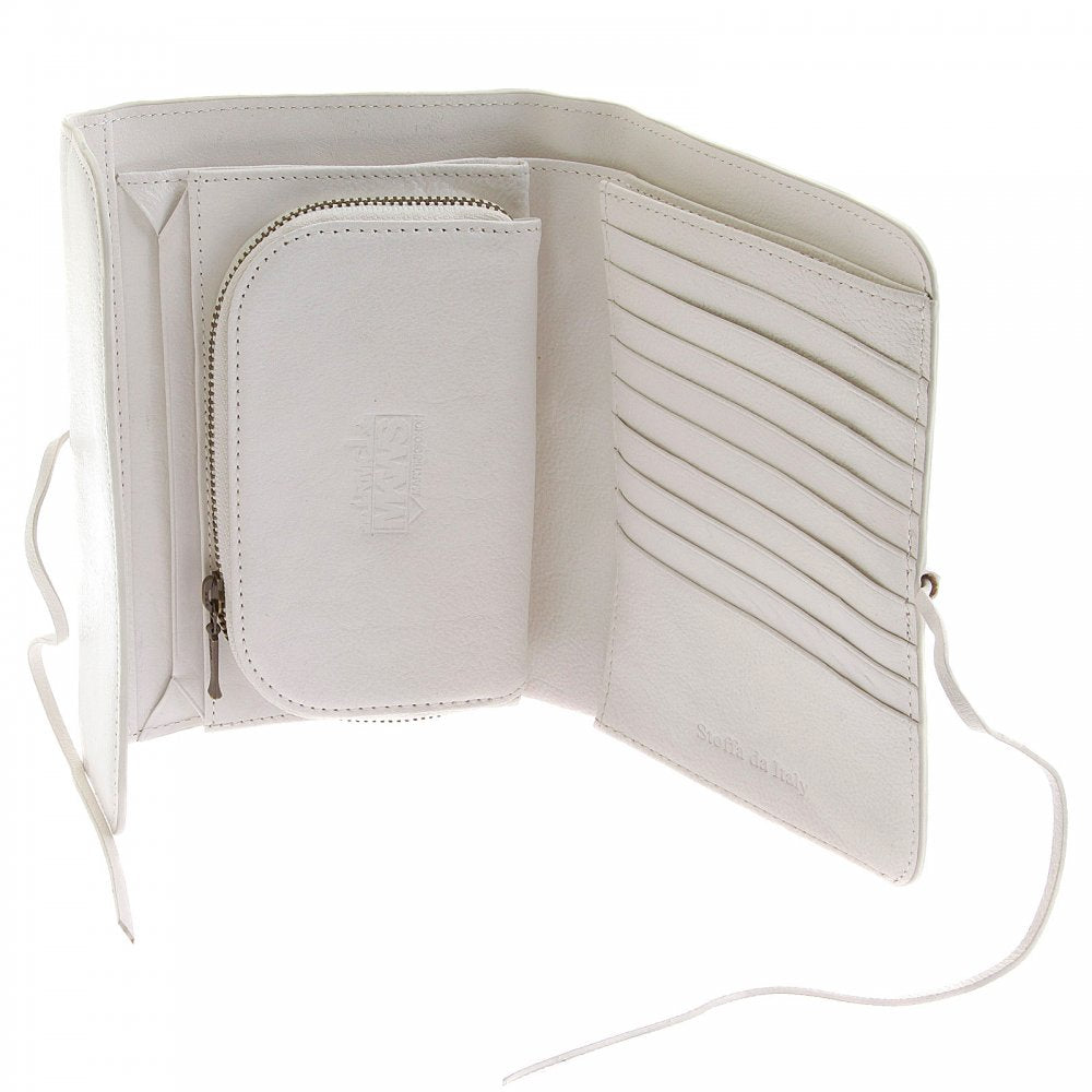 White Leather Bill Fold Credit Card Leather Wallet