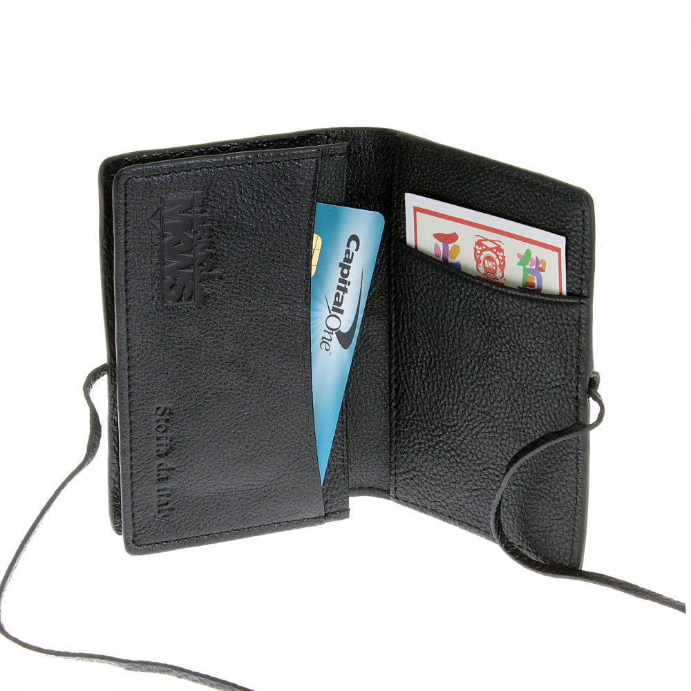 Mens Black Grain Leather Card Holder Wallet