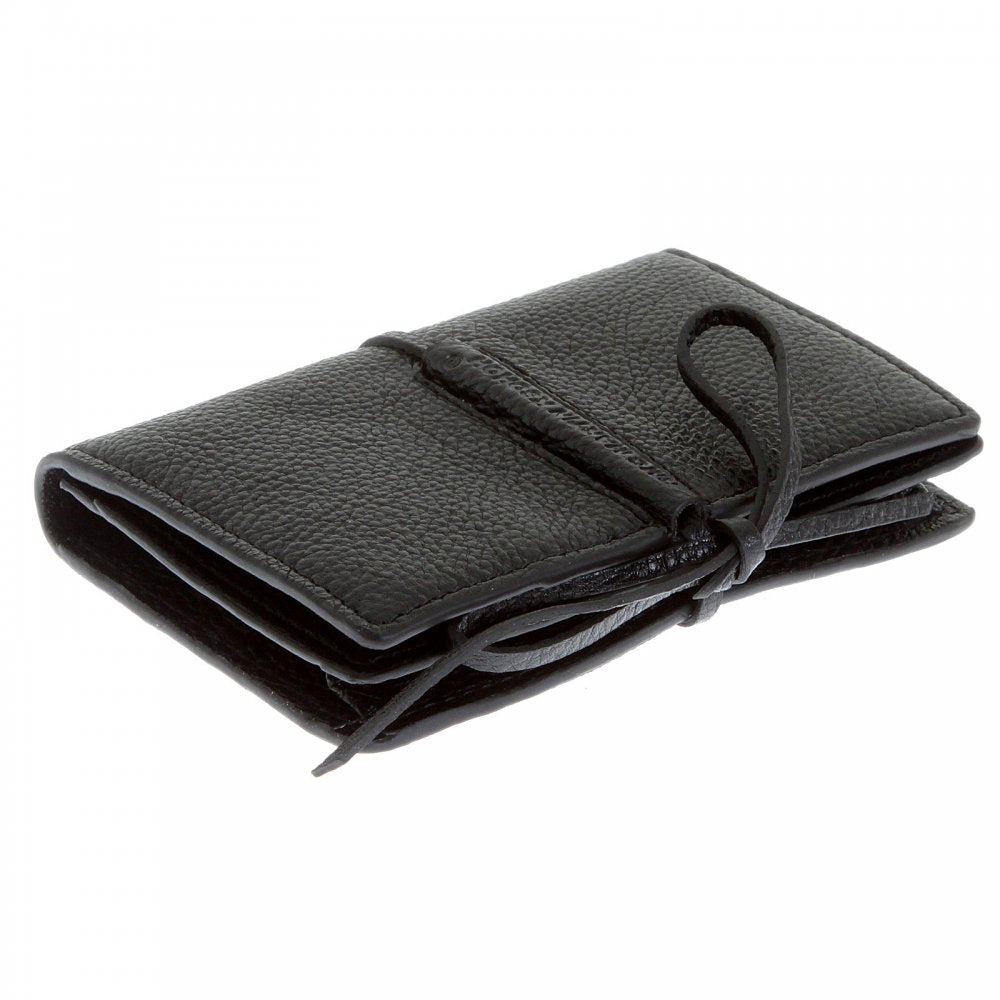Mens Black Grain Leather Card Holder Wallet