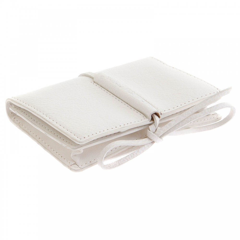 Mens White Grain Leather Card Holder Wallet