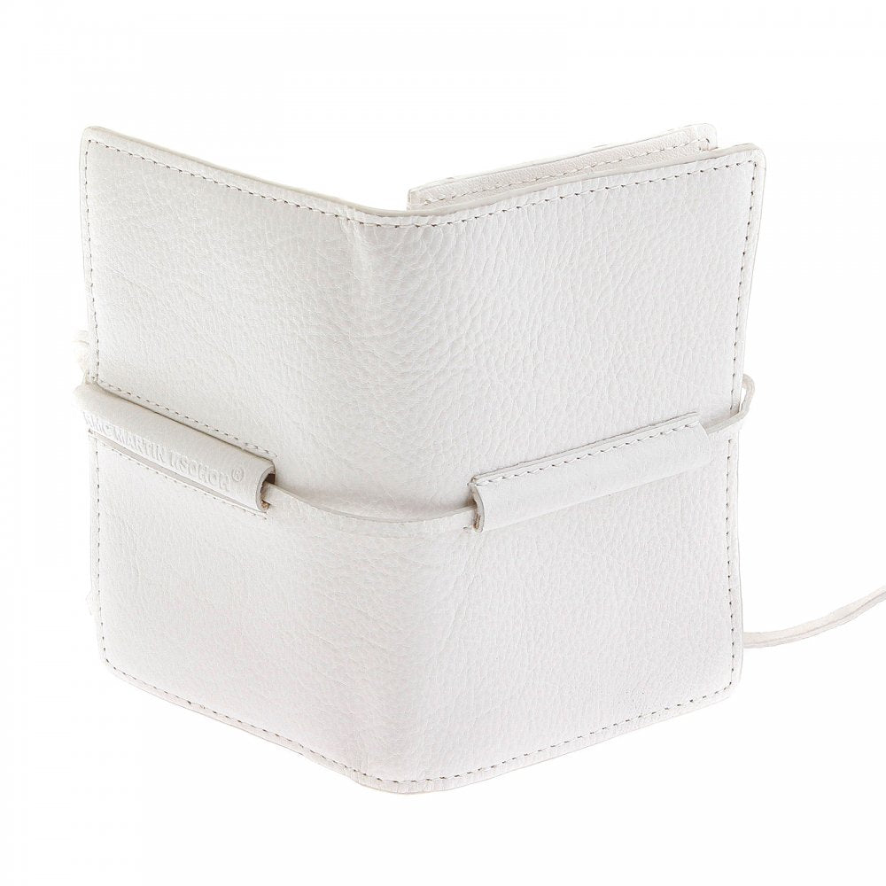 Mens White Grain Leather Card Holder Wallet
