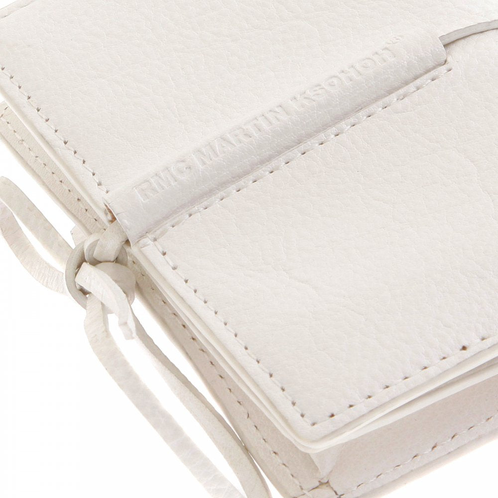 Mens White Grain Leather Card Holder Wallet