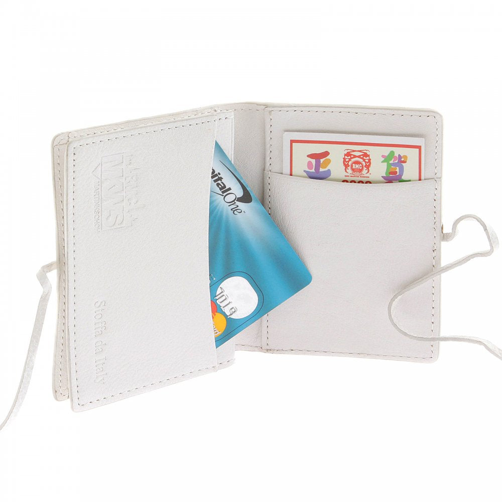 Mens White Grain Leather Card Holder Wallet