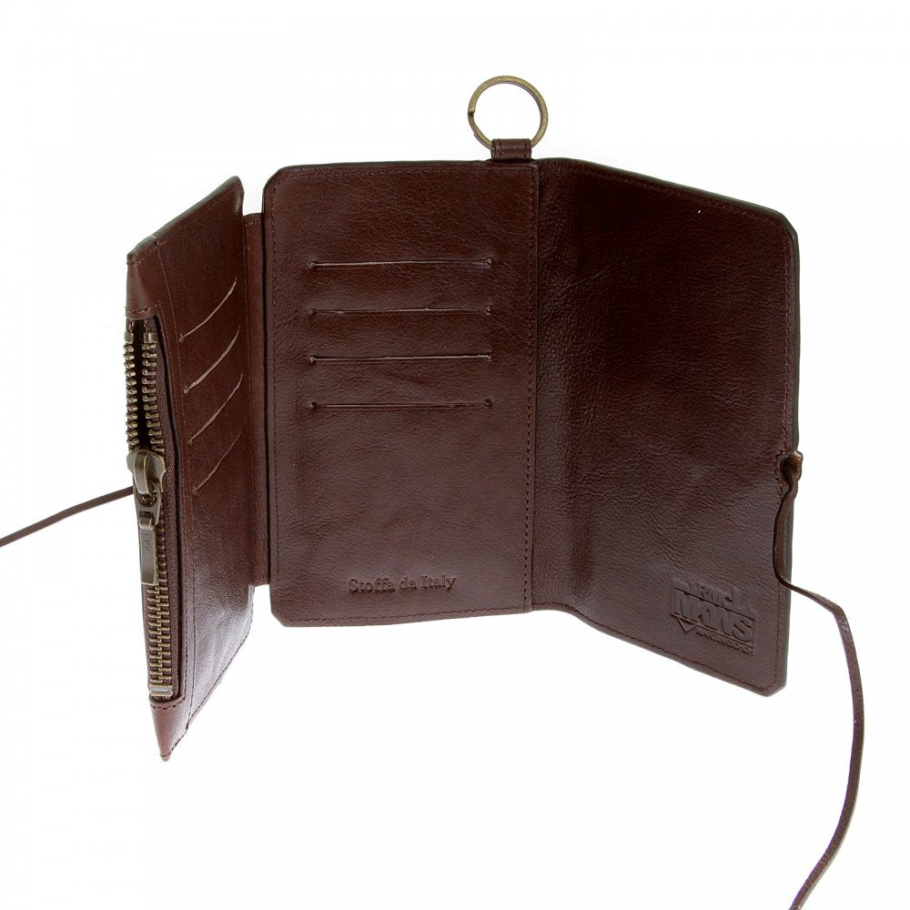 Mens Brown Leather 3 Fold Credit Card Wallet