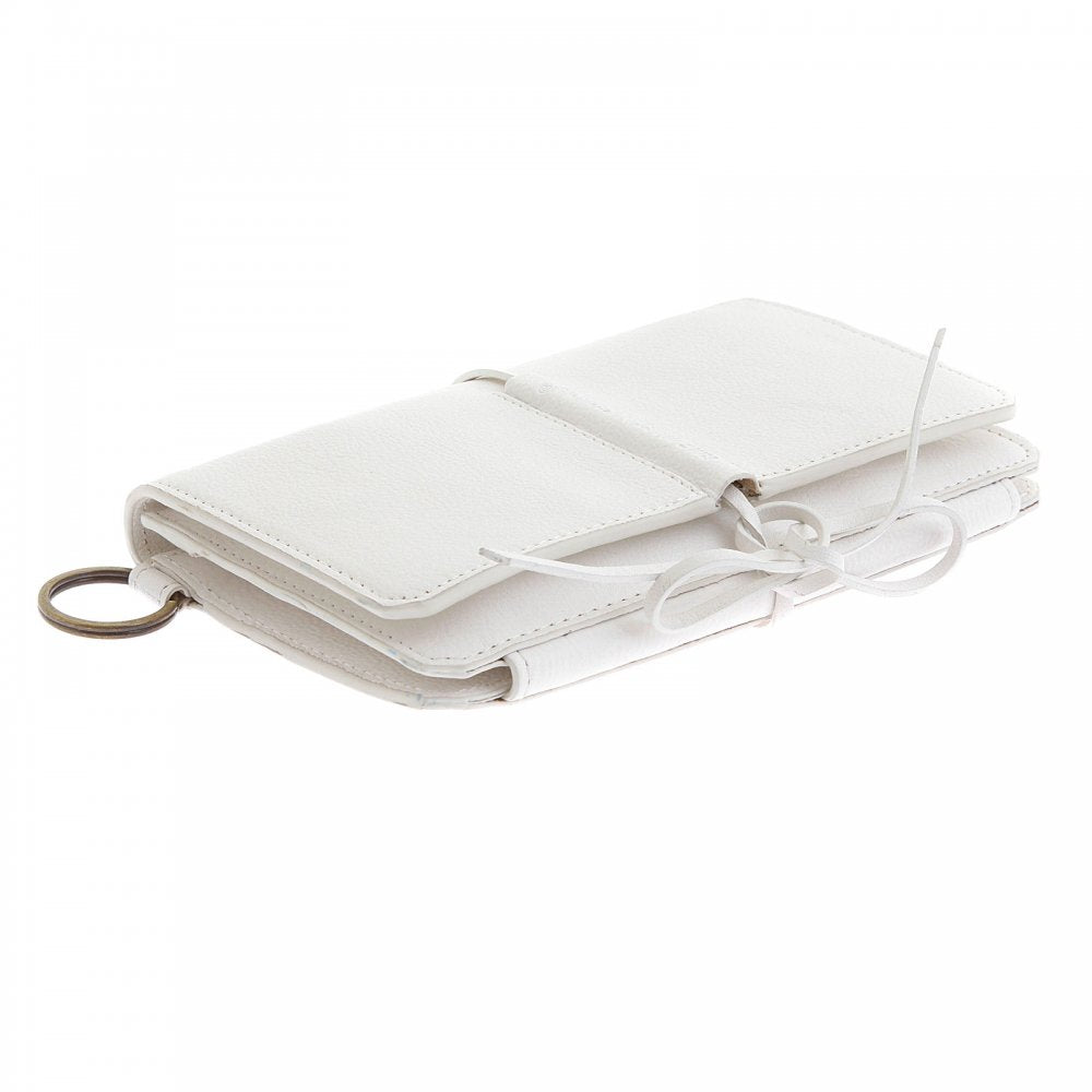 Mens White Leather 3 Fold Credit Card Wallet
