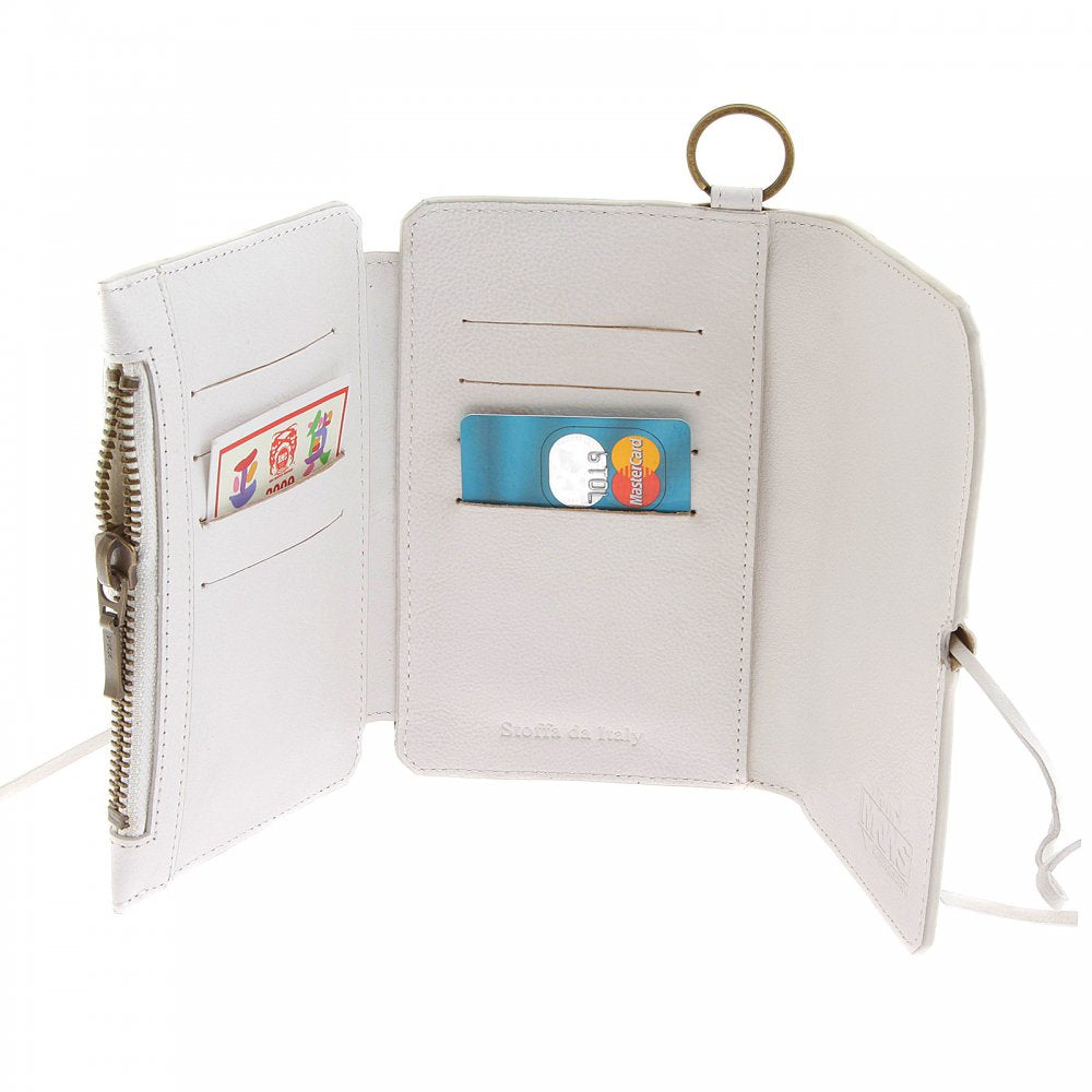 Mens White Leather 3 Fold Credit Card Wallet