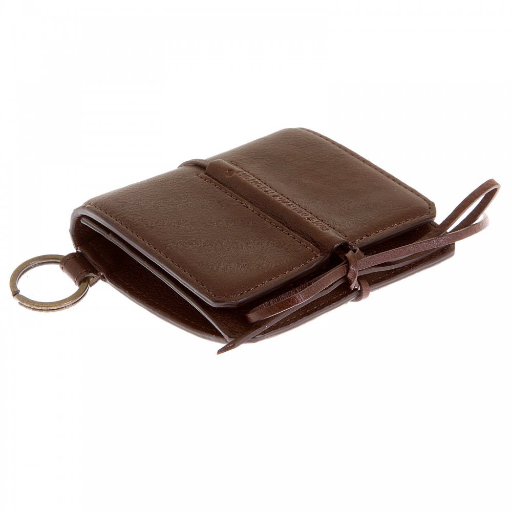 Mens Brown Grain Leather Wallet with Shoe Lace Tie Closure