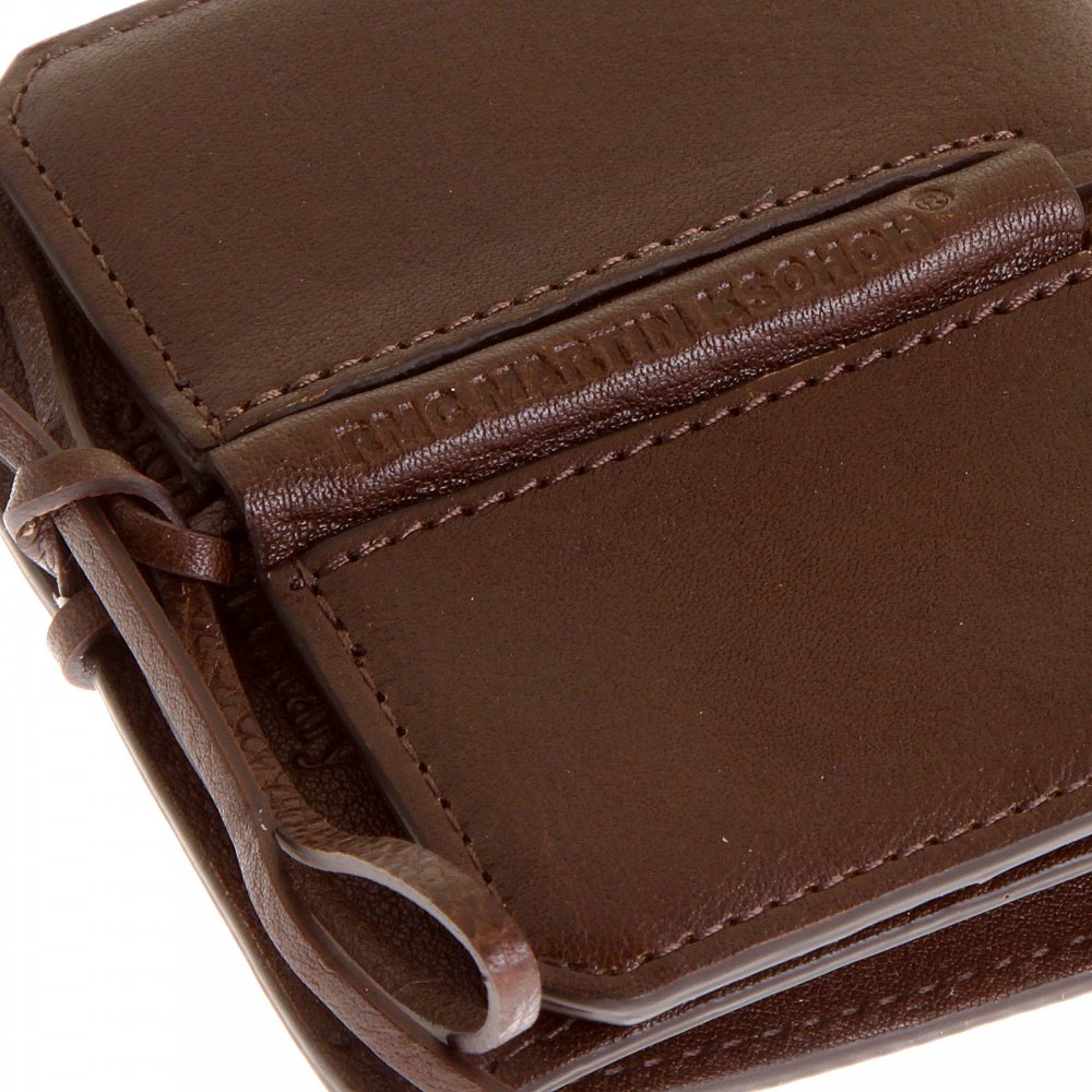 Mens Brown Grain Leather Wallet with Shoe Lace Tie Closure