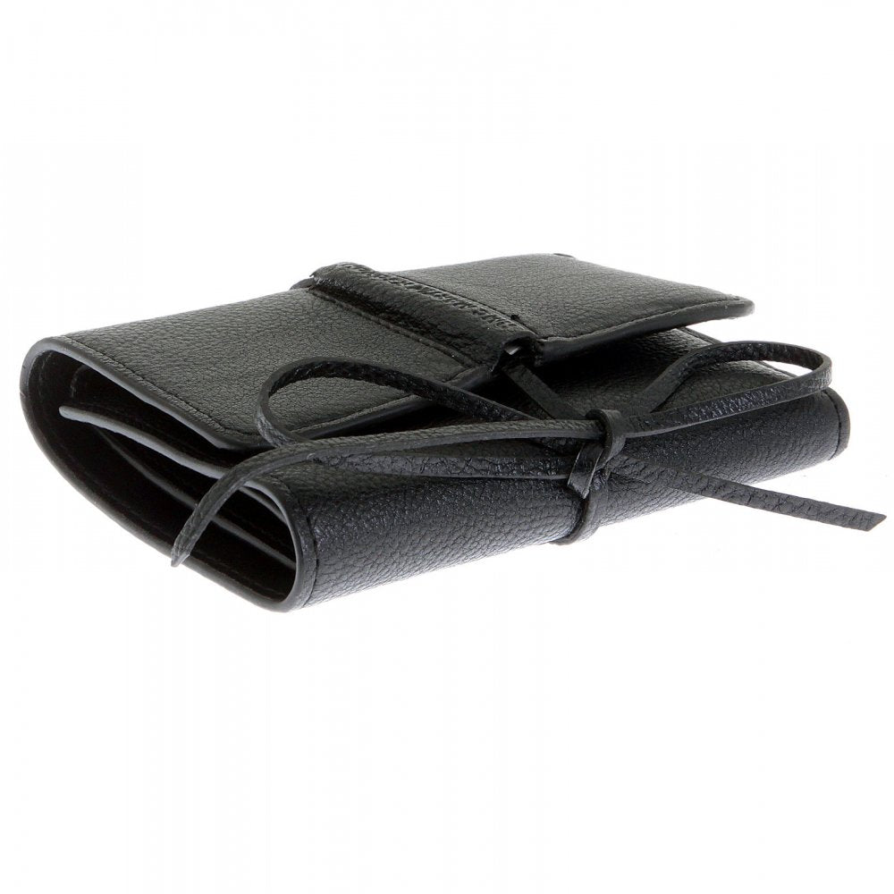 Mens Black Leather 3 Fold Credit Card Mini Wallet