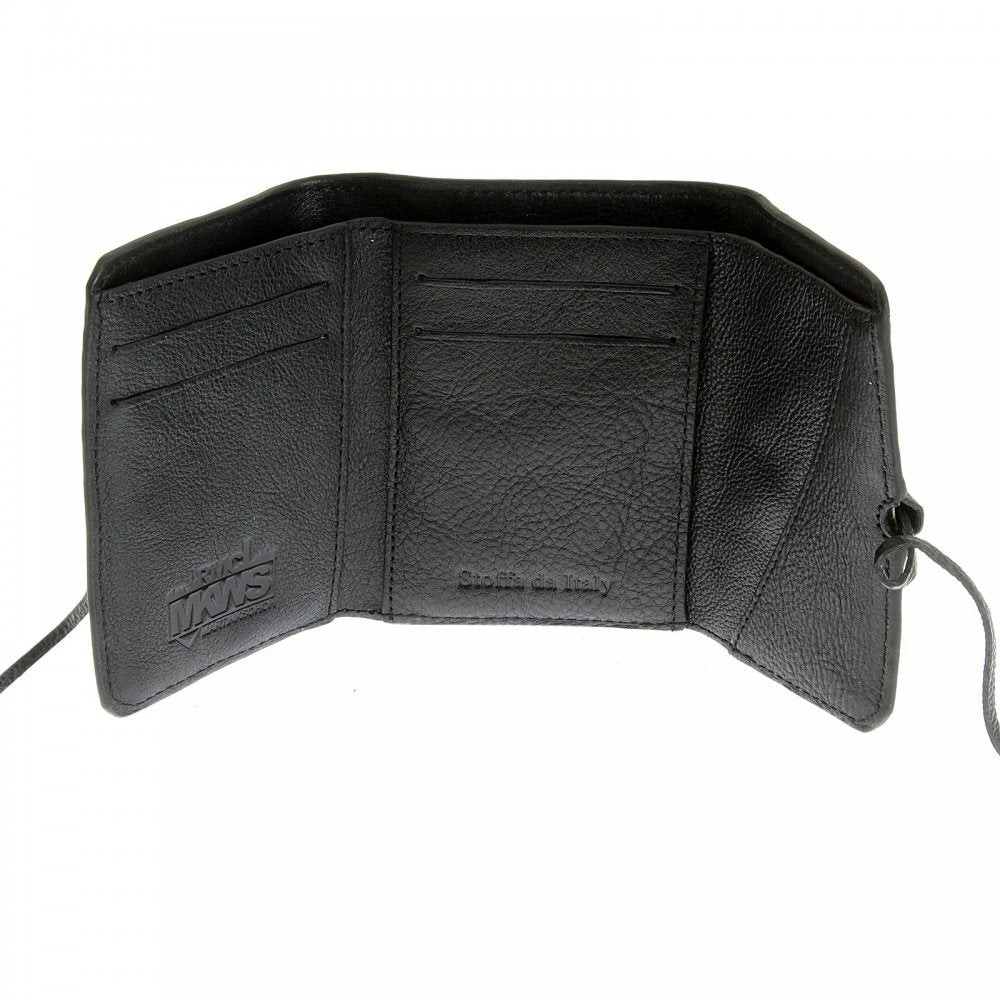 Mens Black Leather 3 Fold Credit Card Mini Wallet