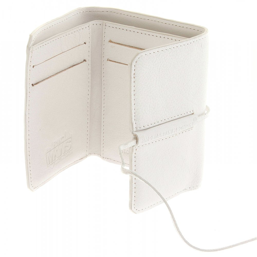 Mens White Leather 3 Fold Credit Card Mini Wallet