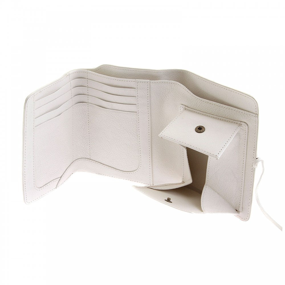 Mens White Leather 3 Fold Credit Card & Coin Pouch Portrait Wallet