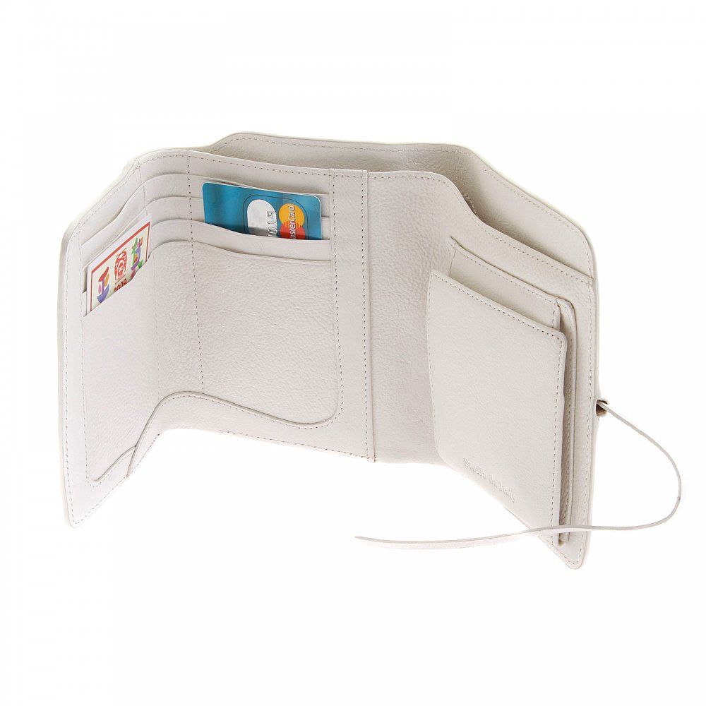 Mens White Leather 3 Fold Credit Card & Coin Pouch Portrait Wallet