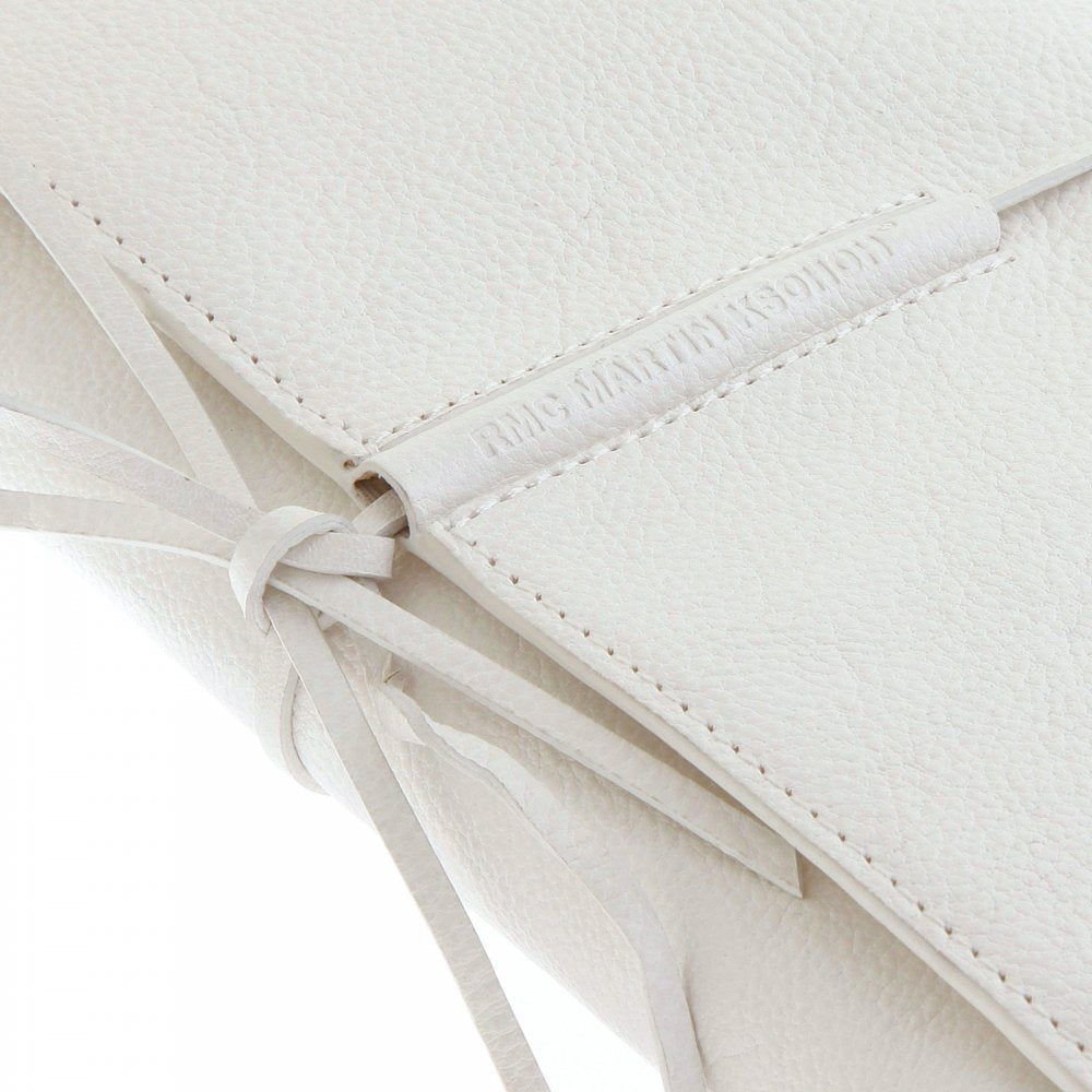 Unisex White Grain Leather Travel Wallet with Shoe Lace Tie Closure