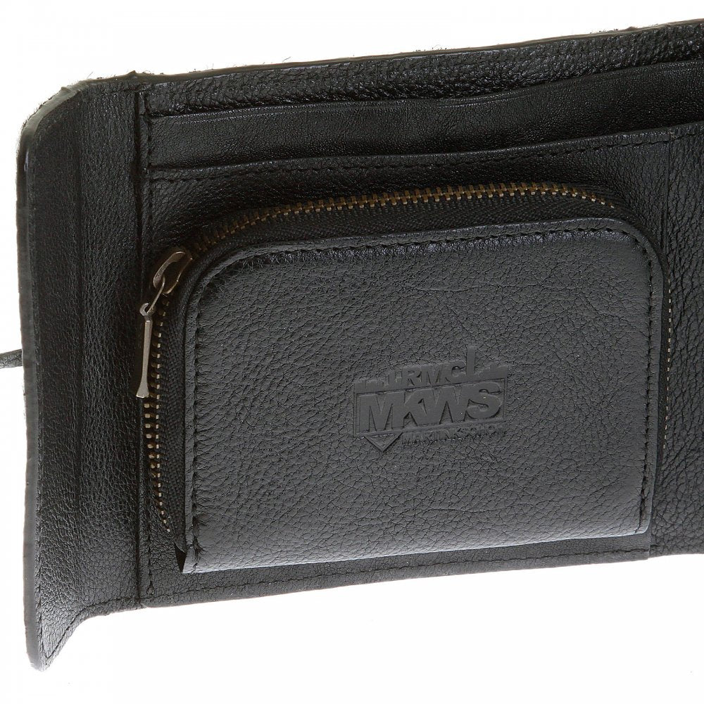 Mens Black Leather/Horse Hair Wallet with Shoe Lace Tie Closure