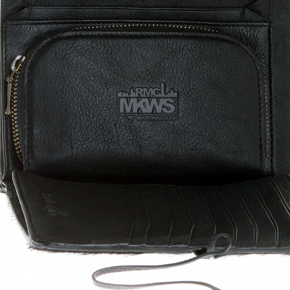 Black Leather/Horse Hair Bill Fold Credit Card & Coin Pouch Wallet