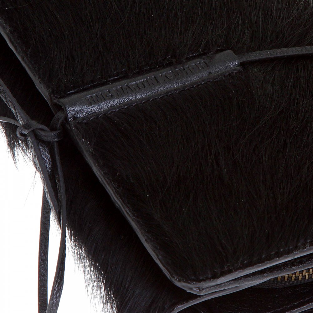 Black Leather/Horse Hair Bill Fold Credit Card & Coin Pouch Wallet