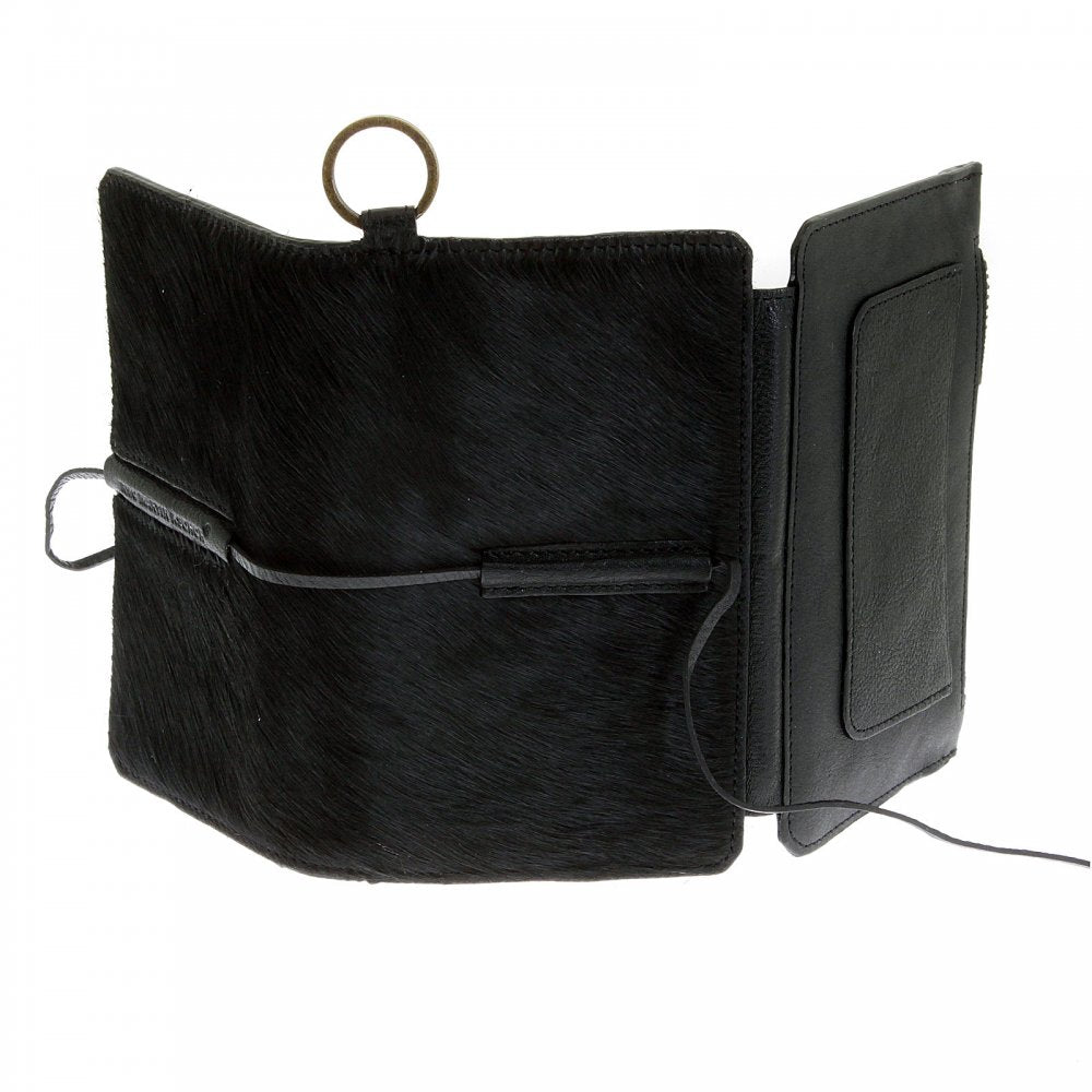 Mens Black Leather/Horse Hair 3 Fold Credit Card Wallet