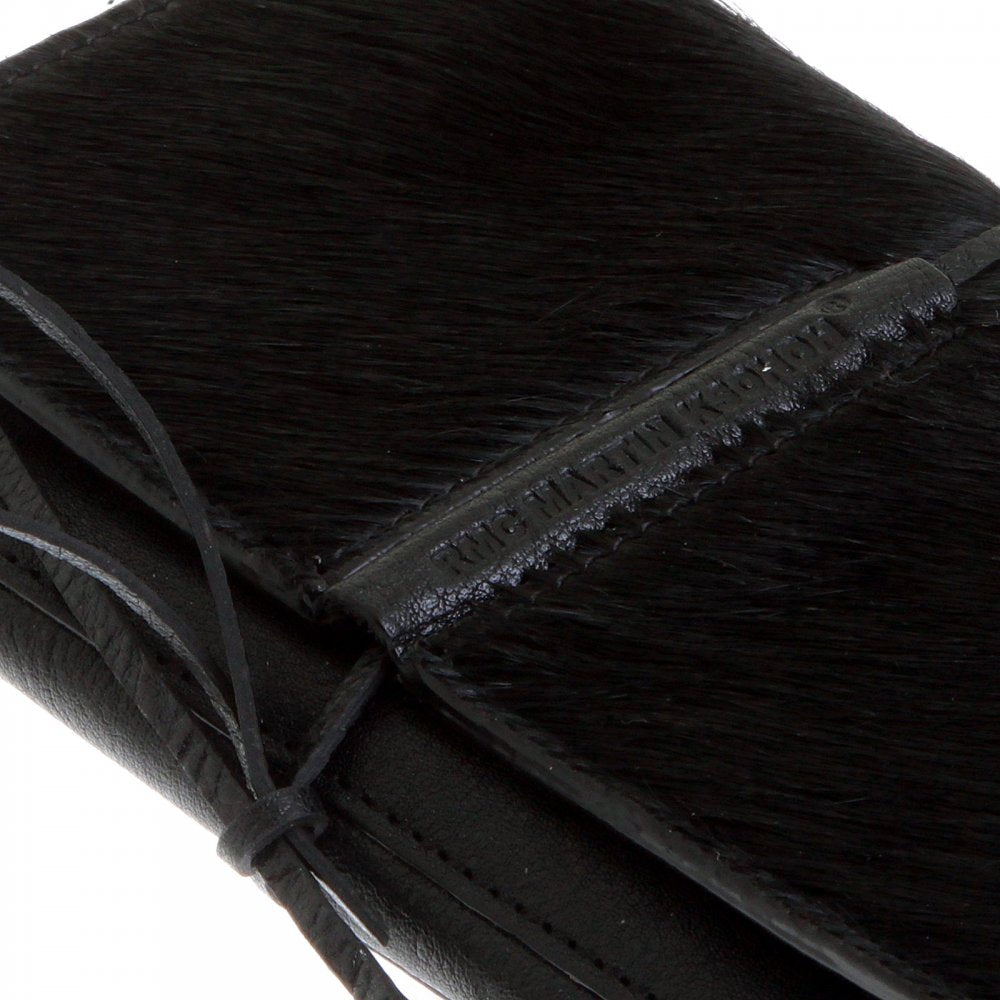 Mens Black Leather/Horse Hair 3 Fold Credit Card Wallet