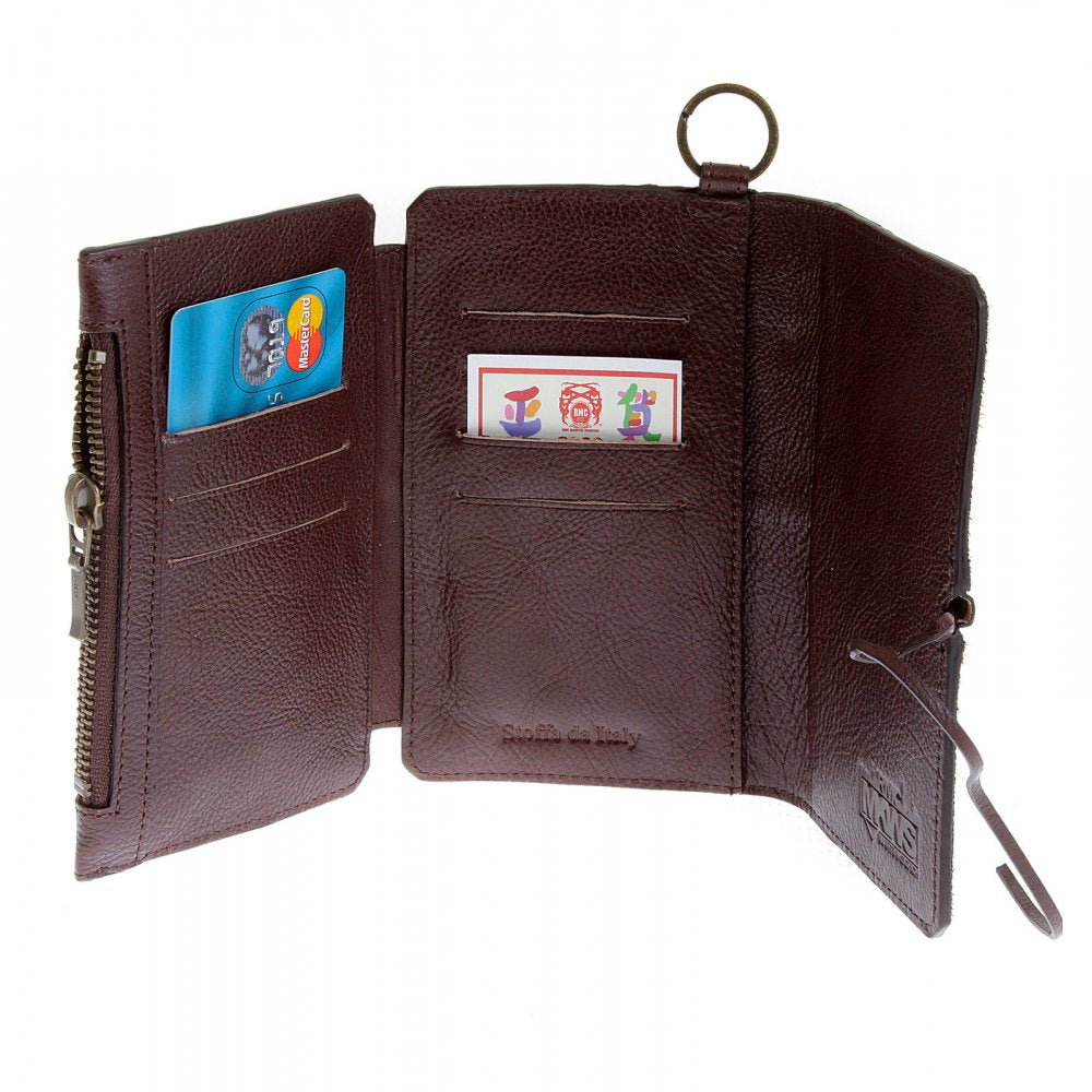 Mens Brown Leather/Horse Hair 3 Fold Credit Card Wallet